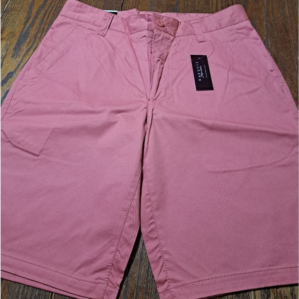 New Size 32 Marquis Signature Salmon Chino Cotton Shorts With Pockets Nwt